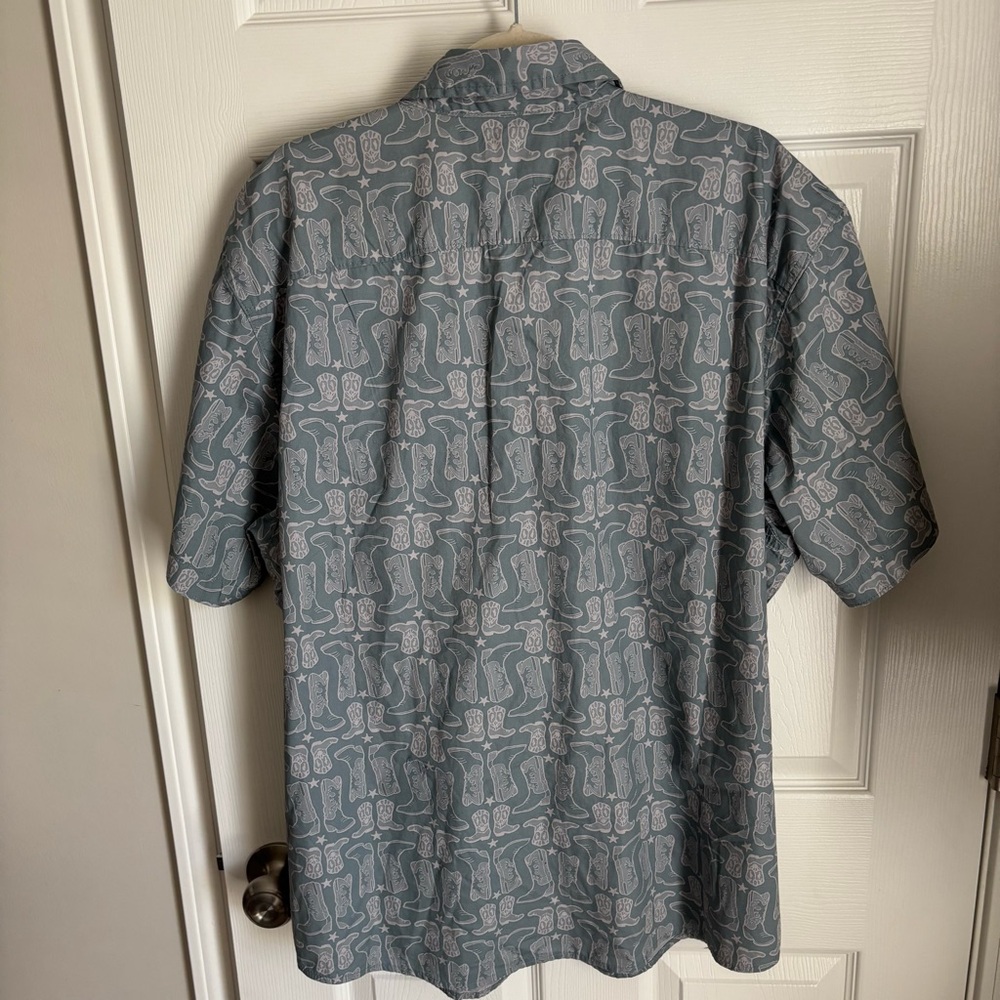 Wrangler Short Sleeve Shirt Men’s Size XXL Gray White Pearl Snap Button Boots - Picture 2 of 8